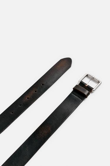 VINTAGE EFFECT LEATHER BELT - Black by Zara - Image 2