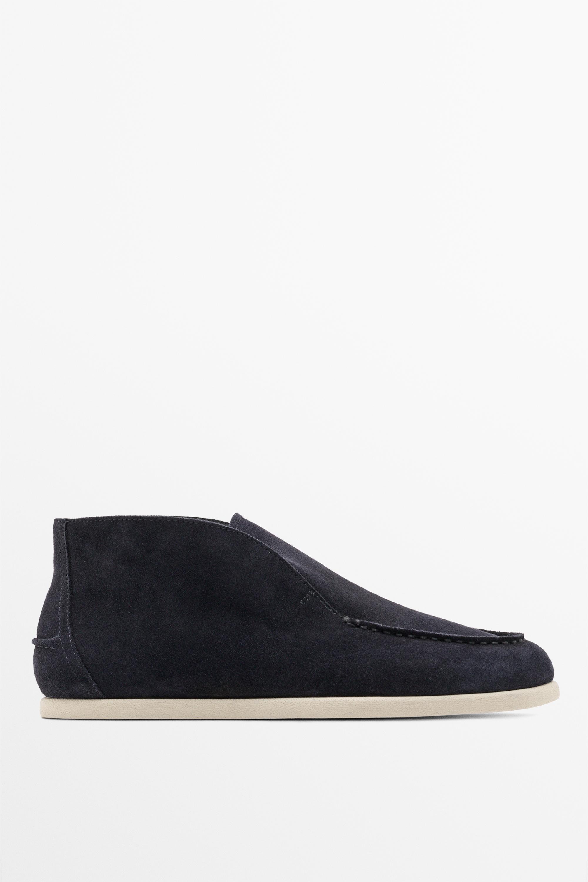 Mocassin bottine croûte de cuir