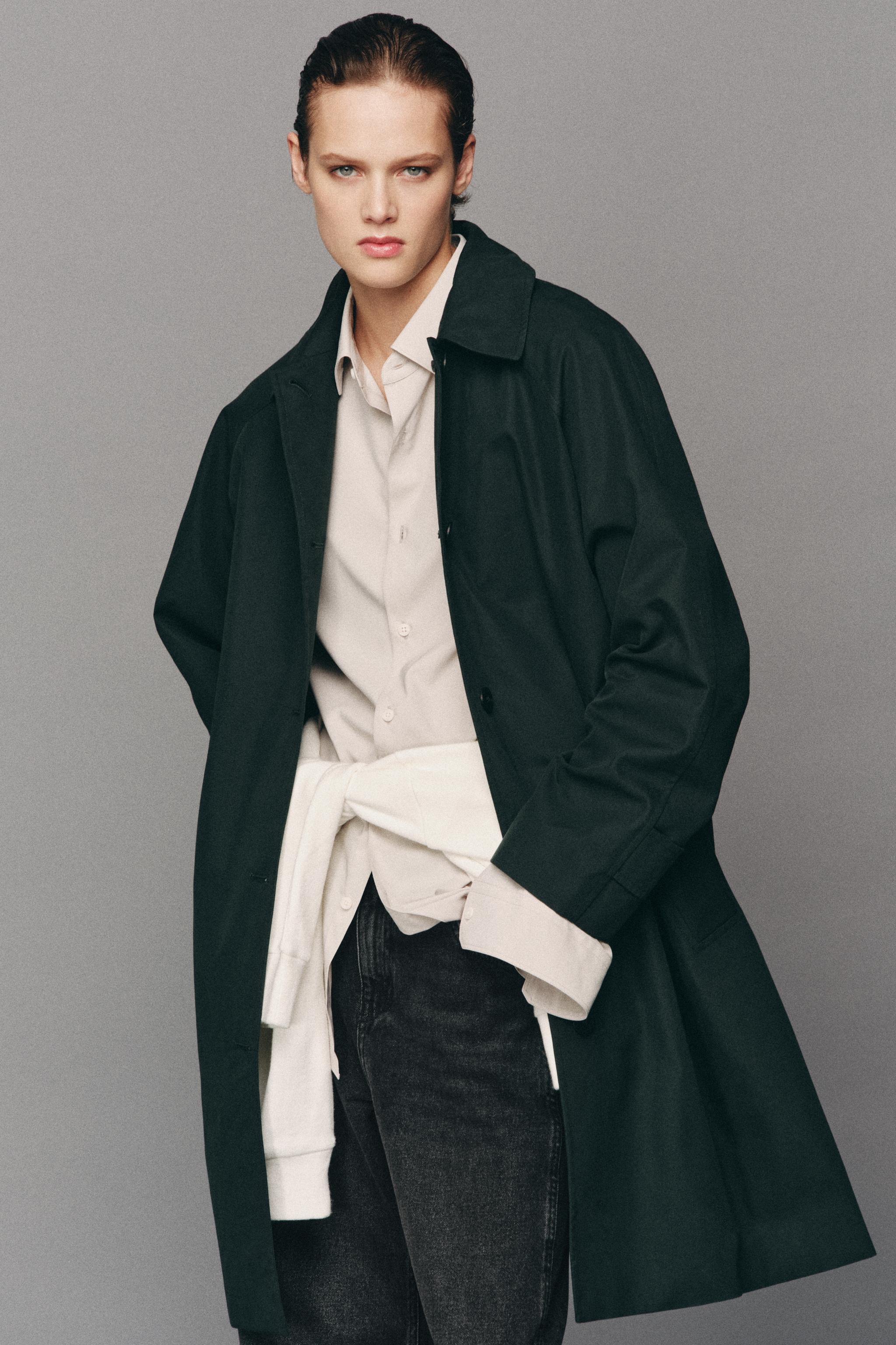 ZW COLLECTION ミディトレンチコート - グレーグリーン | ZARA Japan