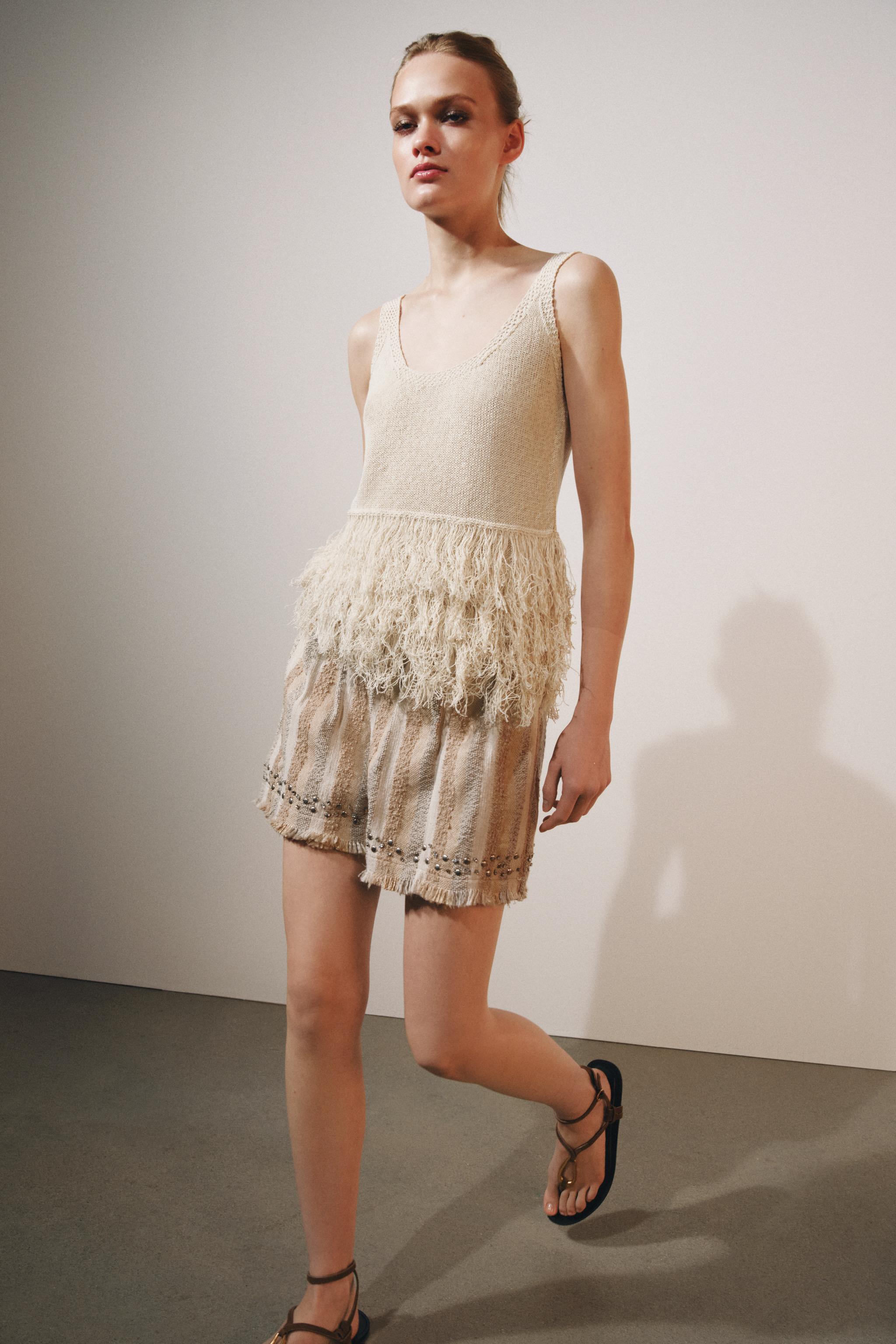 Женские шорты Zara ZW COLLECTION RUSTIC STRIPED BERMUDA SHORTS
