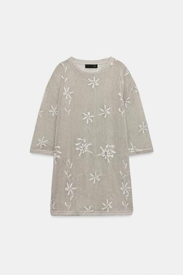 オーバーサイズメタリックニットトップスシルバーZaraのオーバーサイズメタリックニットトップス - シルバー