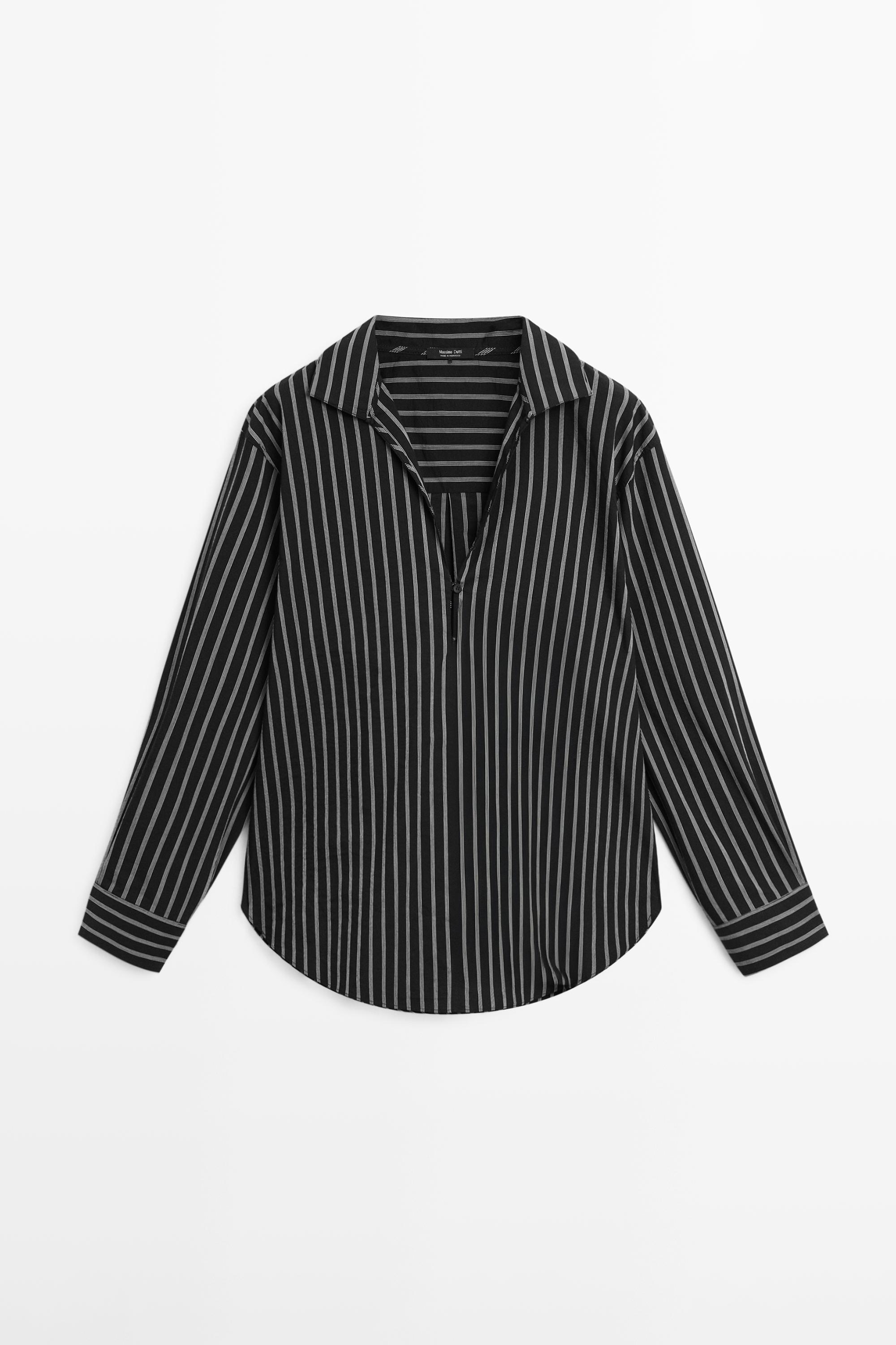 Striped cotton blend shirt