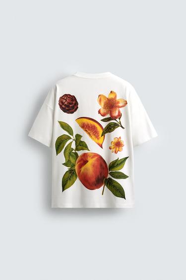 T-SHIRT IMPRIMÉ PÊCHE - Blanc de Zara - Image 8