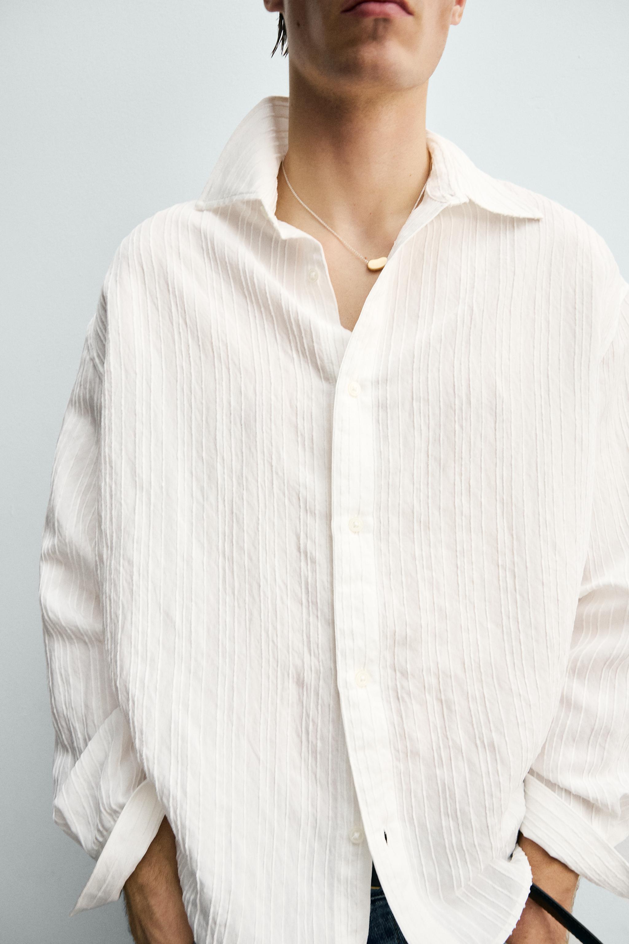 RELAXED FIT TEXTURED STRIPED SHIRT