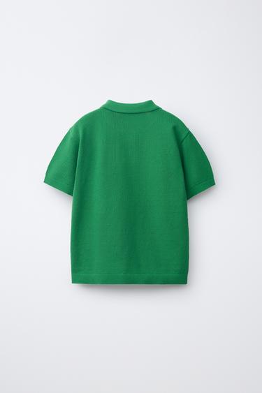 PLAIN TEXTURED POLO SHIRT - Green by Zara - Image 1