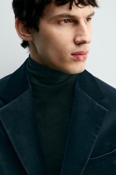 BLAZER REGULAR FIT EN VELOURS - Bleu marine de Zara - Image 5