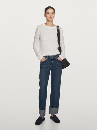 Jeans tiro bajo straight fit - Azul medio de Zara