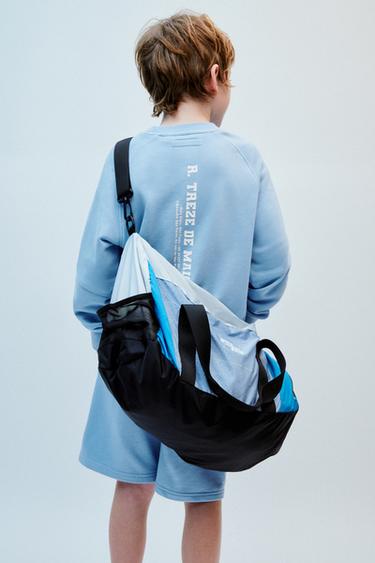 EMBOSSED TEXT PLUSH BERMUDA SHORTS - Light blue by Zara - Image 6