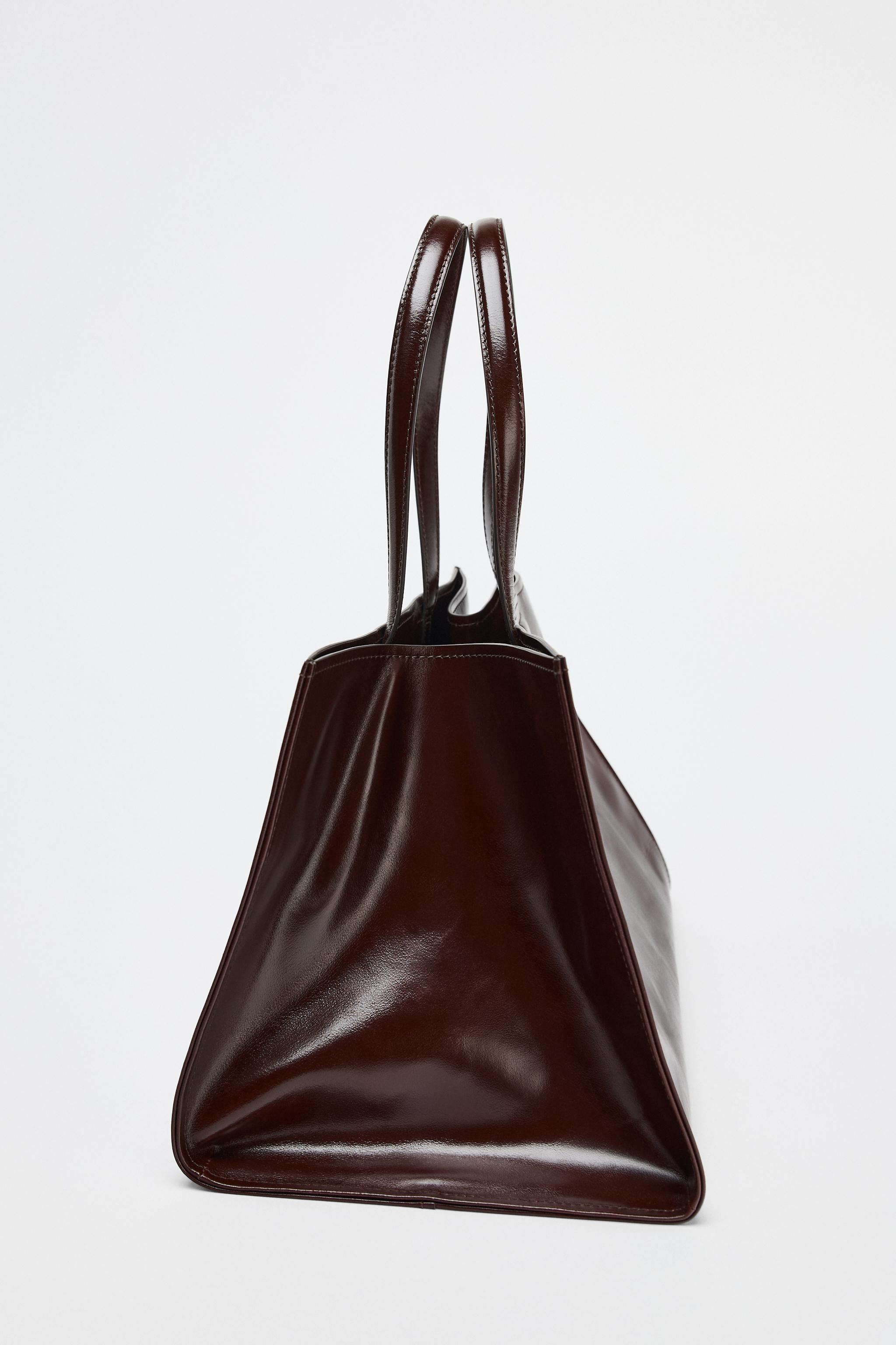 【ZARA】レザートートバッグ 6090/510/624 LEATHER SHOPPER - Burgundy Red | ZARA United States