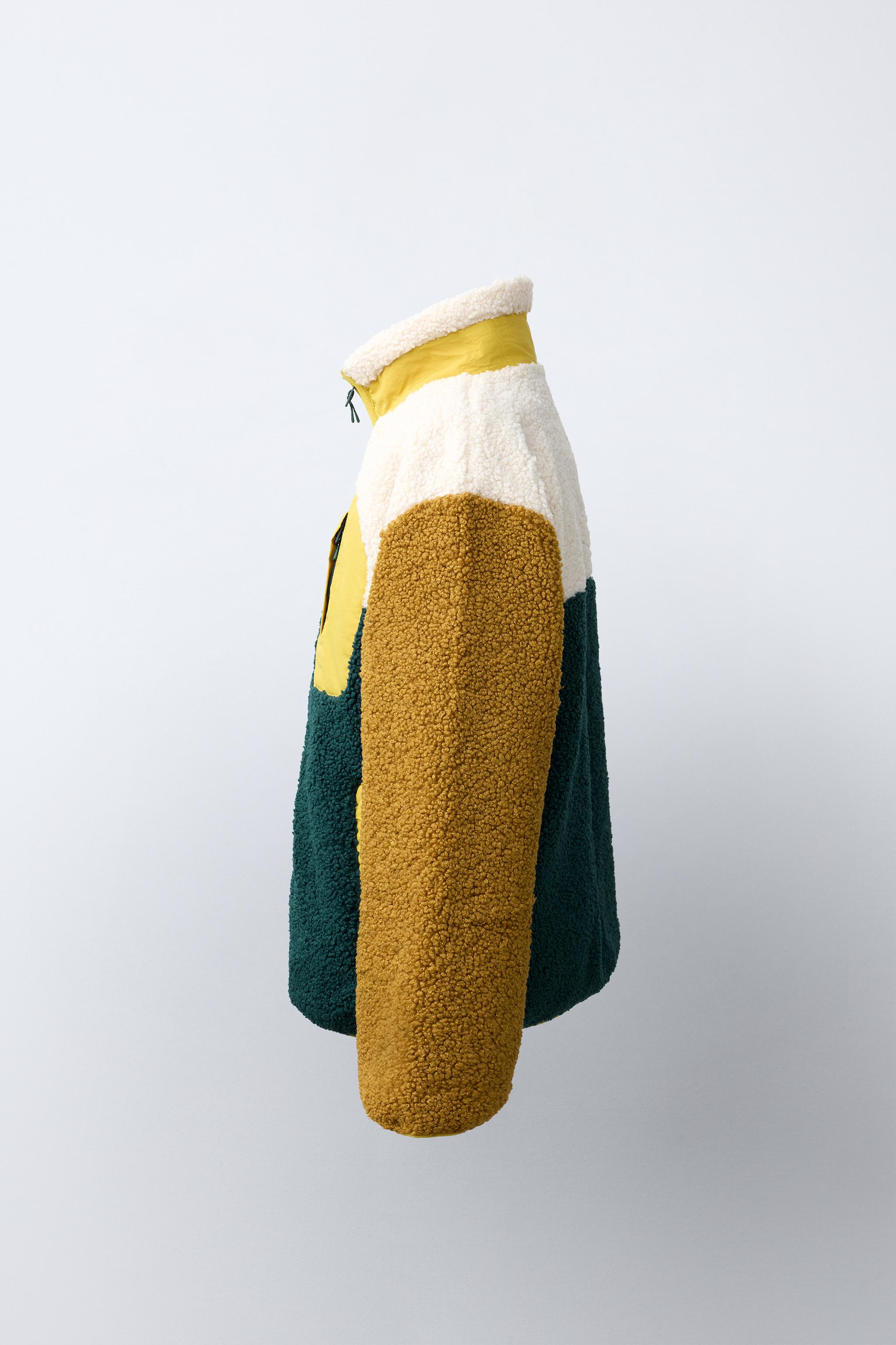 BLOUSON EFFET MOUTON COLORBLOCK