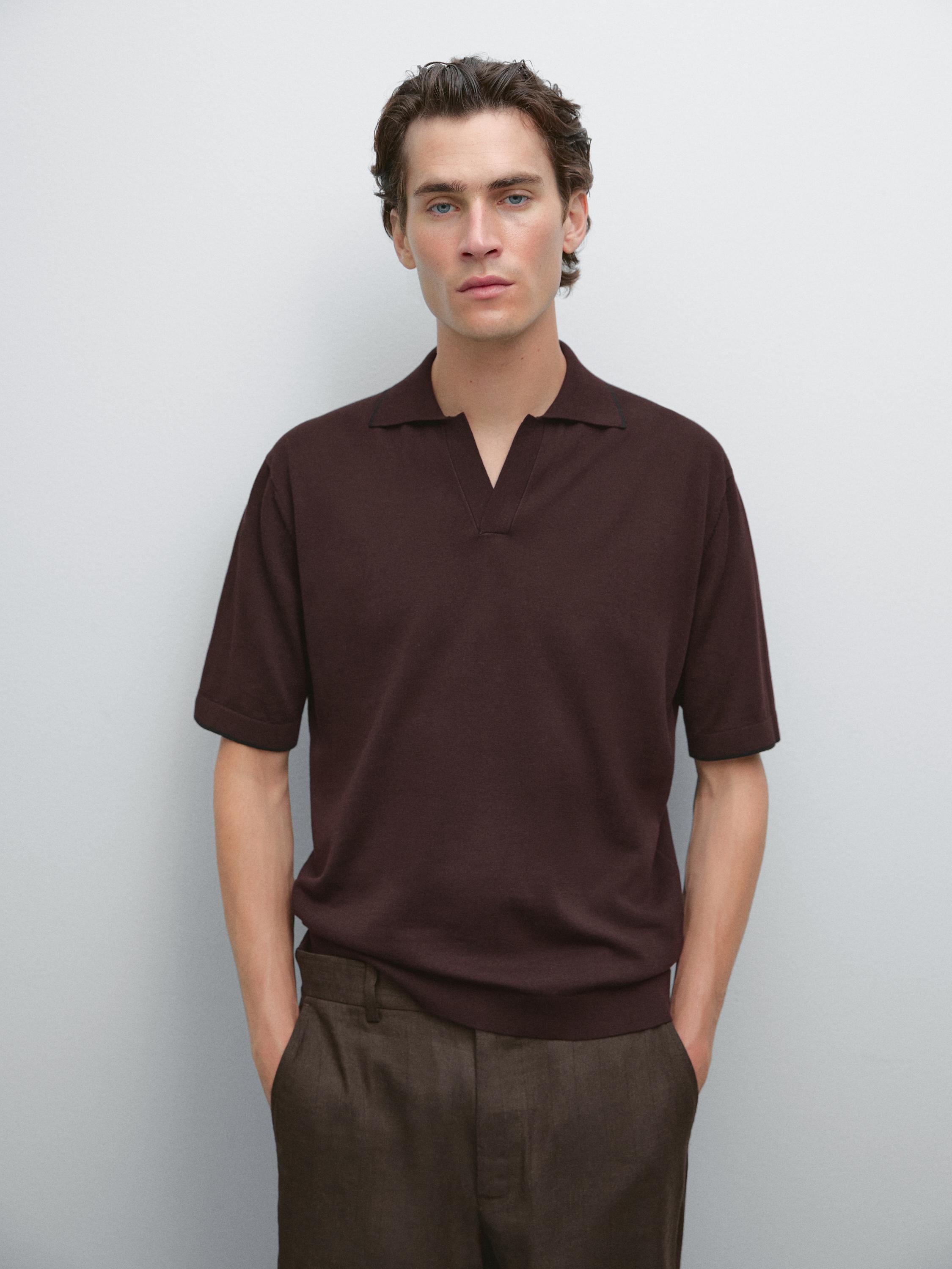 Knit polo shirt with contrast detail