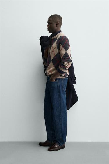 PULL EN JACQUARD À LOSANGES - Marron clair de Zara - Image 3