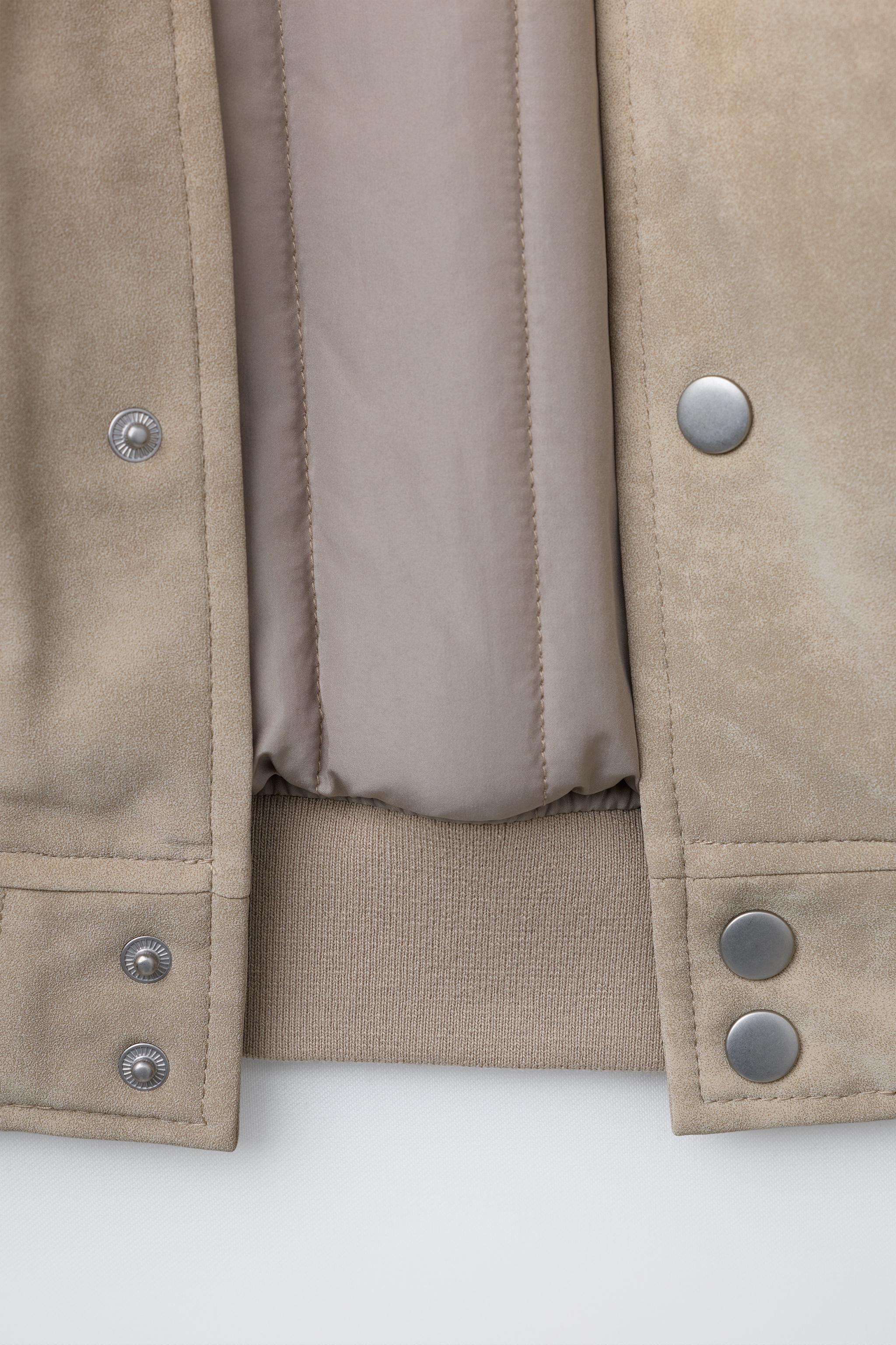 BLOUSON BOMBER EFFET DAIM AVEC INSCRIPTION