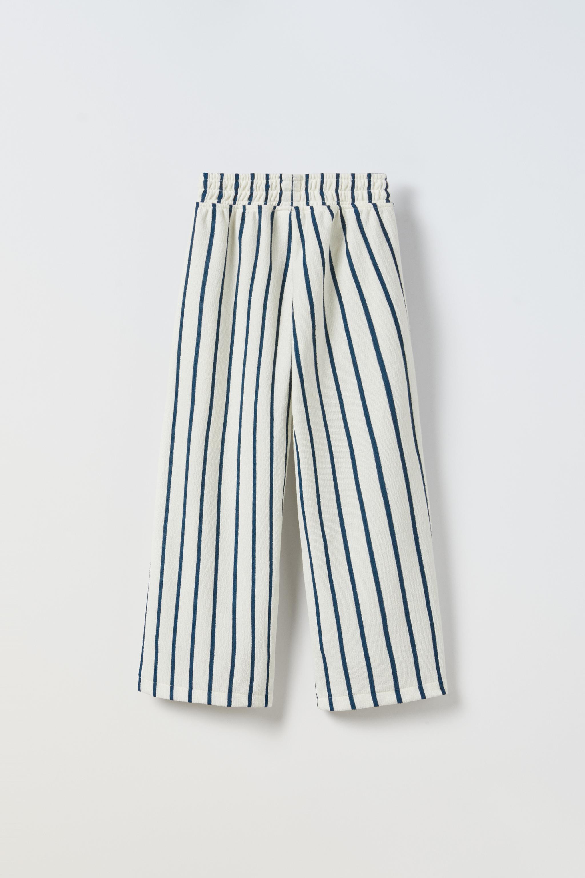 Zara blue and white cheap striped pants