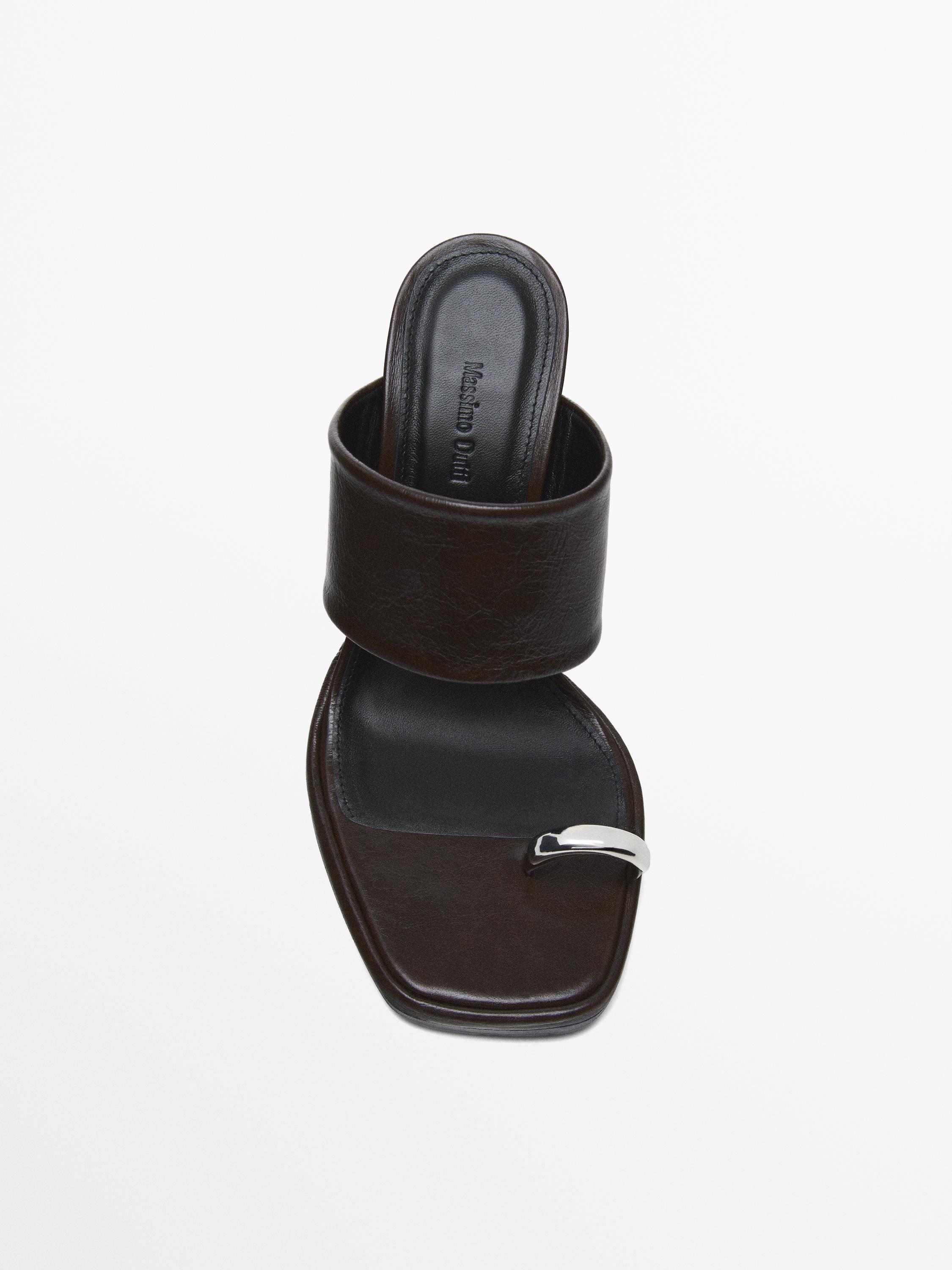 High-heel sandals with ring detail - Brown | ZARA Canada