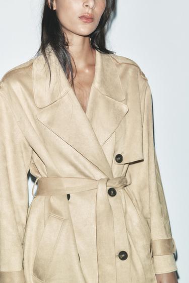 TRENCH SEMICOMPRIDO COM EFEITO CAMURÇA - Bege da Zara