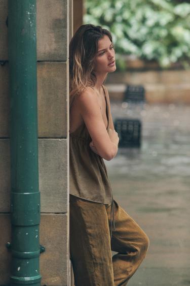 FLOWING STRAPPY TOP - mid khaki by Zara