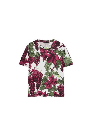 Zara PRINTED T-SHIRT - Wine - Image 0