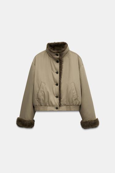 ДВУСТОРОННЯЯ КУРТКА С МЕХОВЫМ ЭФФЕКТОМ — СВЕТЛЫЙ РЫЖЕВАТО-КОРИЧНЕВЫЙ от Zara