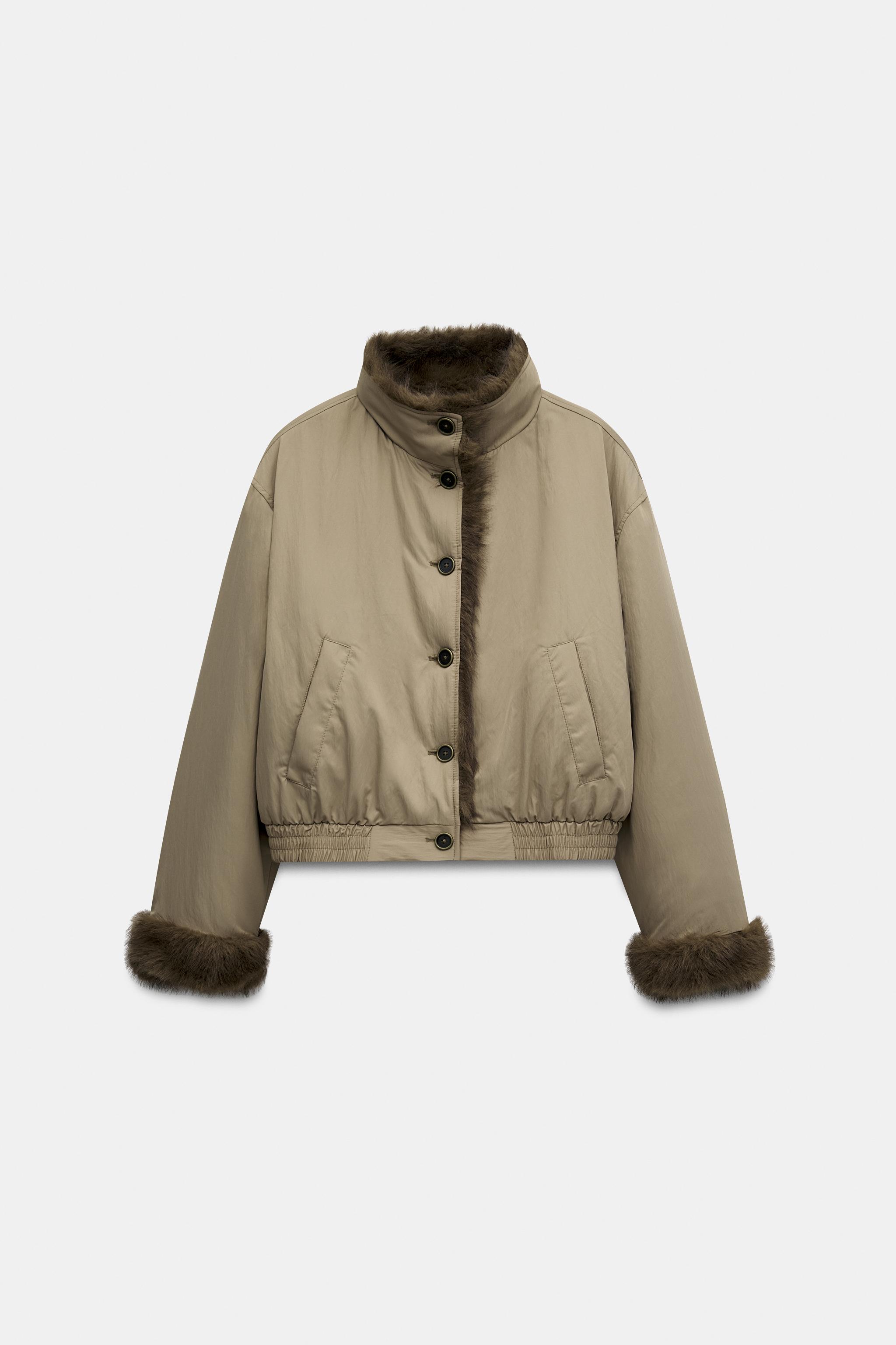 VESTE RÉVERSIBLE EFFET FOURRURE