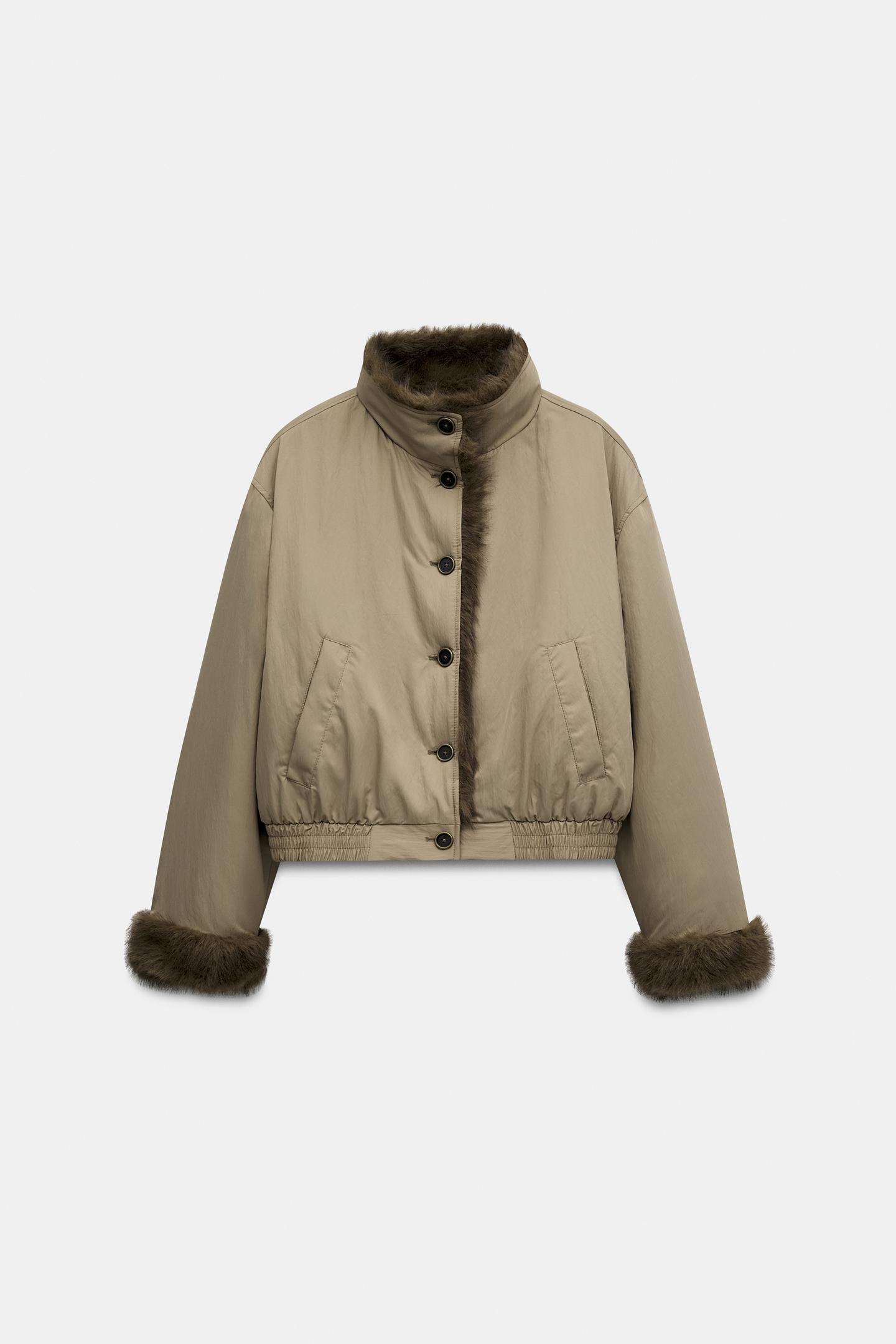 Женская куртка Zara Reversible Faux Fur, цвет: Рыжевато-коричневый — фото 8