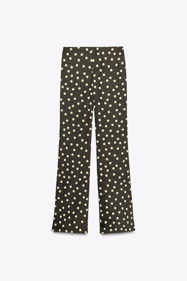 Zara SATIN FLARE PANTS - Greens