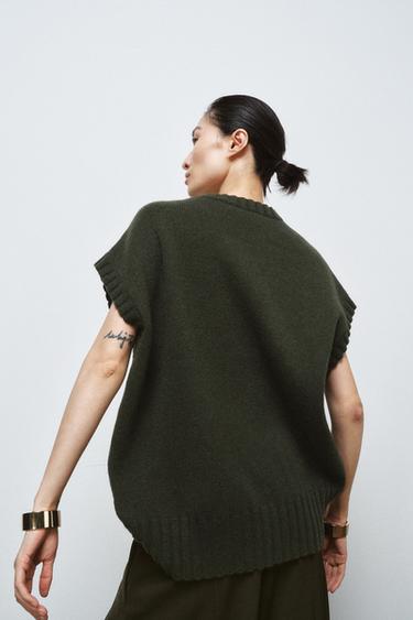 OVERSIZED WOOL WAISTCOAT WITH ASYMMETRIC HEM - Green by Zara - Image 2