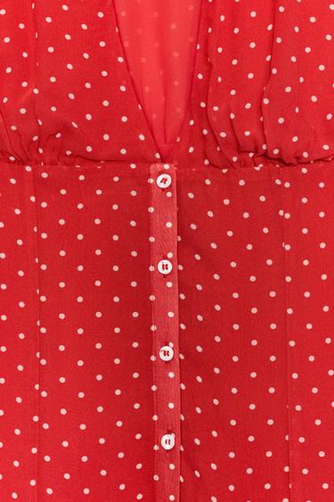 ROBE COURTE À POIS - Rouge / Blanc de Zara - Image 7