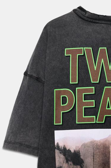 T-SHIRT ESTAMPILLAGE MÉTALLISÉ TWIN PEAKS© - Gris anthracite de Zara - Image 4