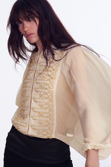 CAMISA ROMÁNTICA ALAMARES ZW COLLECTION - Crudo de Zara - Imagen 0