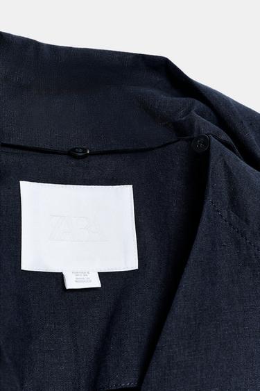 MANTEAU OVERSIZE AVEC LIN ZW COLLECTION - Bleu marine de Zara - Image 8