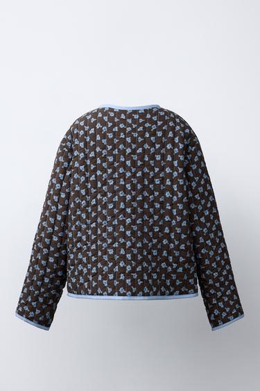 STEPPJACKE MIT BLUMENMUSTER - Braun von Zara