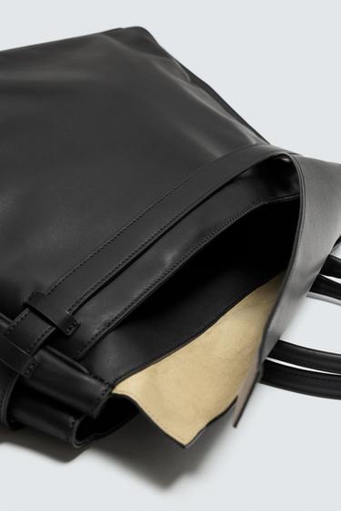 LEATHER HANDBAG - Black by Zara - Image 4