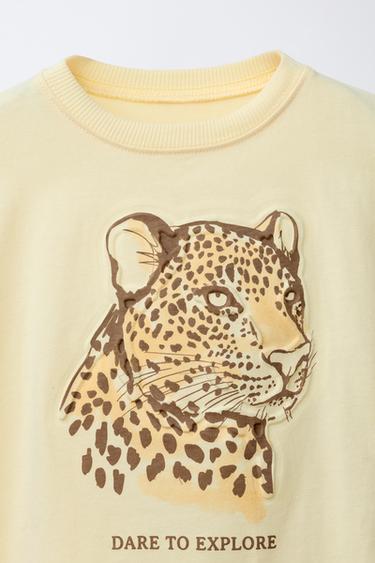T-SHIRT ANIMAL EN RELIEF - Jaune de Zara - Image 2