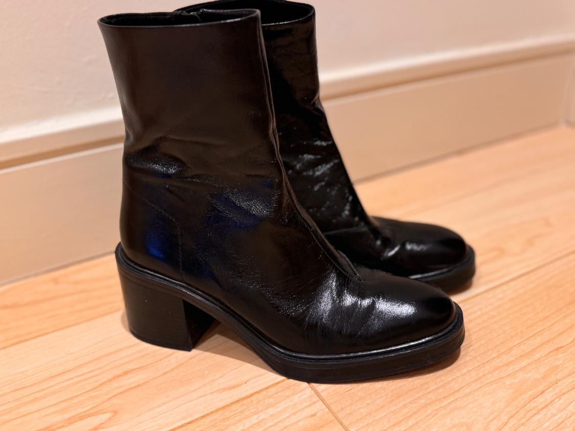 LEATHER HIGH BLOCK HEEL ANKLE BOOTS - Image 2