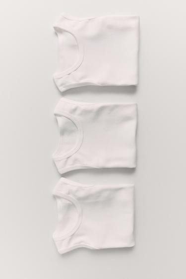 AGES 2-6 / THREE-PACK OF BASIC VEST TOPS - Oyster-white by Zara