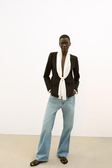 SCARF TIE BLAZER - Black by Zara