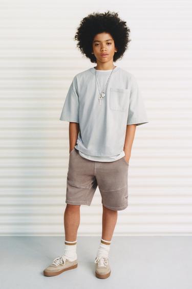 FADED T-SHIRT WITH POCKET - Pearl grey by Zara - Image 0