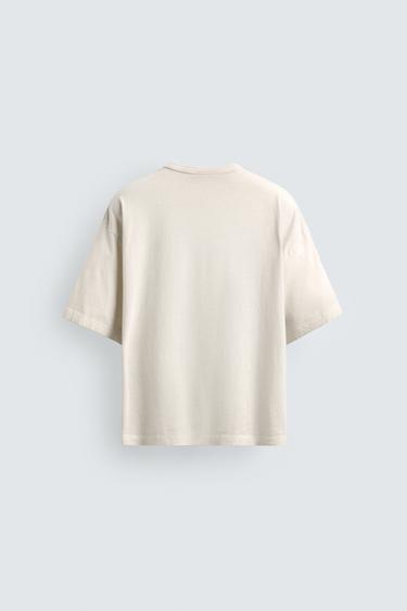 FADED MARKER-EFFECT SLOGAN T-SHIRT - Ecru by Zara - Image 7