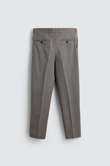 PANTALON DE COSTUME À PLIS ET CARREAUX - Beige de Zara - Image 5