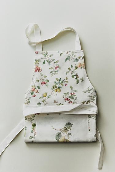 TABLIER COTON FLEURS - Vert de Zara - Image 4