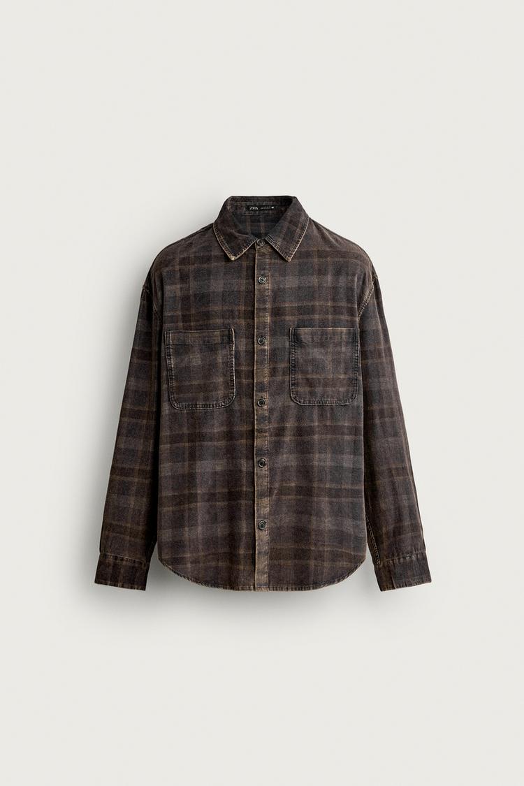 WASHED CHECK CORDUROY SHIRT