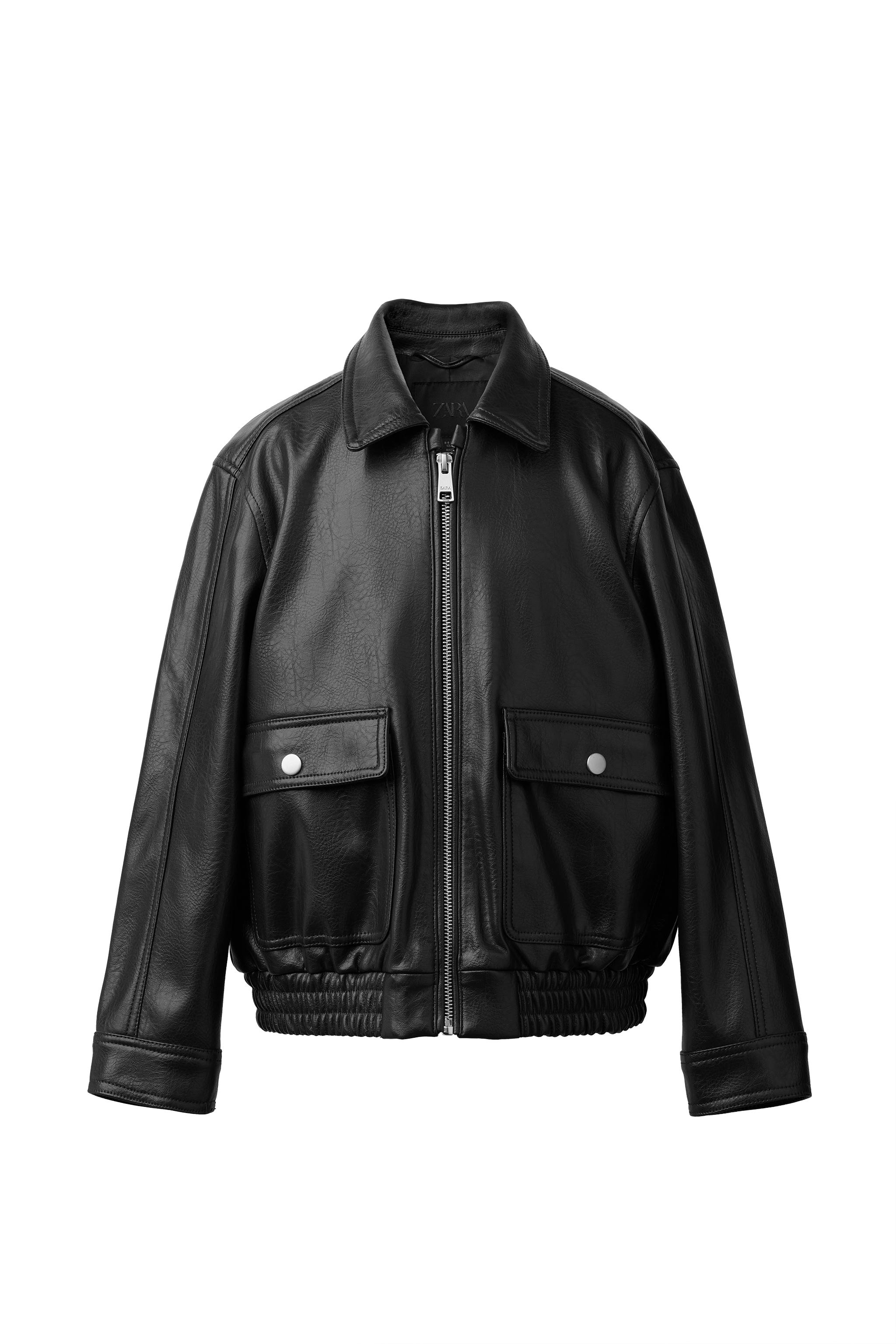 ポケット付きフェイクレザージャケット - ブラウン | ZARA Japan / 日本