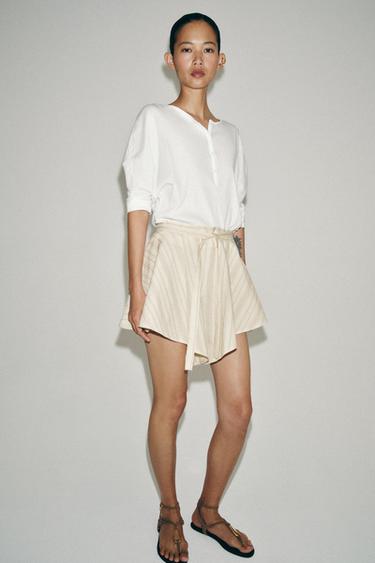 SHORT PLISSÉ À RAYURES ZW COLLECTION - rayures de Zara - Image 5