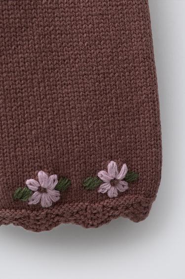 EMBROIDERED STRAIGHT FIT KNIT TROUSERS - Pink / Mauve by Zara - Image 3