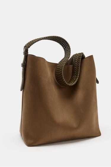 Zara WOVEN HANDLE BUCKET BAG - 