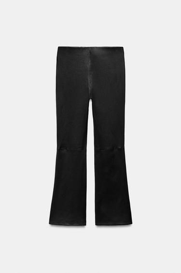 ZW COLLECTION LIMITED EDITION LEATHER FLARE TROUSERS - Black by Zara - Image 4