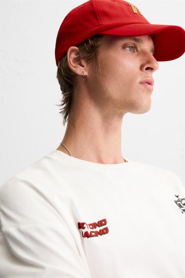 CAP WITH CONTRAST EMBROIDERY - Red by Zara - Image 2