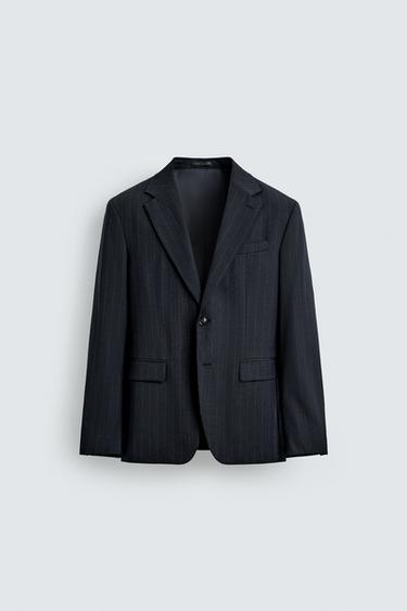 BLAZER COSTUME RAYURES - Bleu marine de Zara
