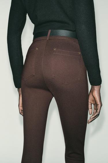 JEGGING TAILLE MI-HAUTE AVEC CEINTURE - Marron foncé de Zara - Image 5